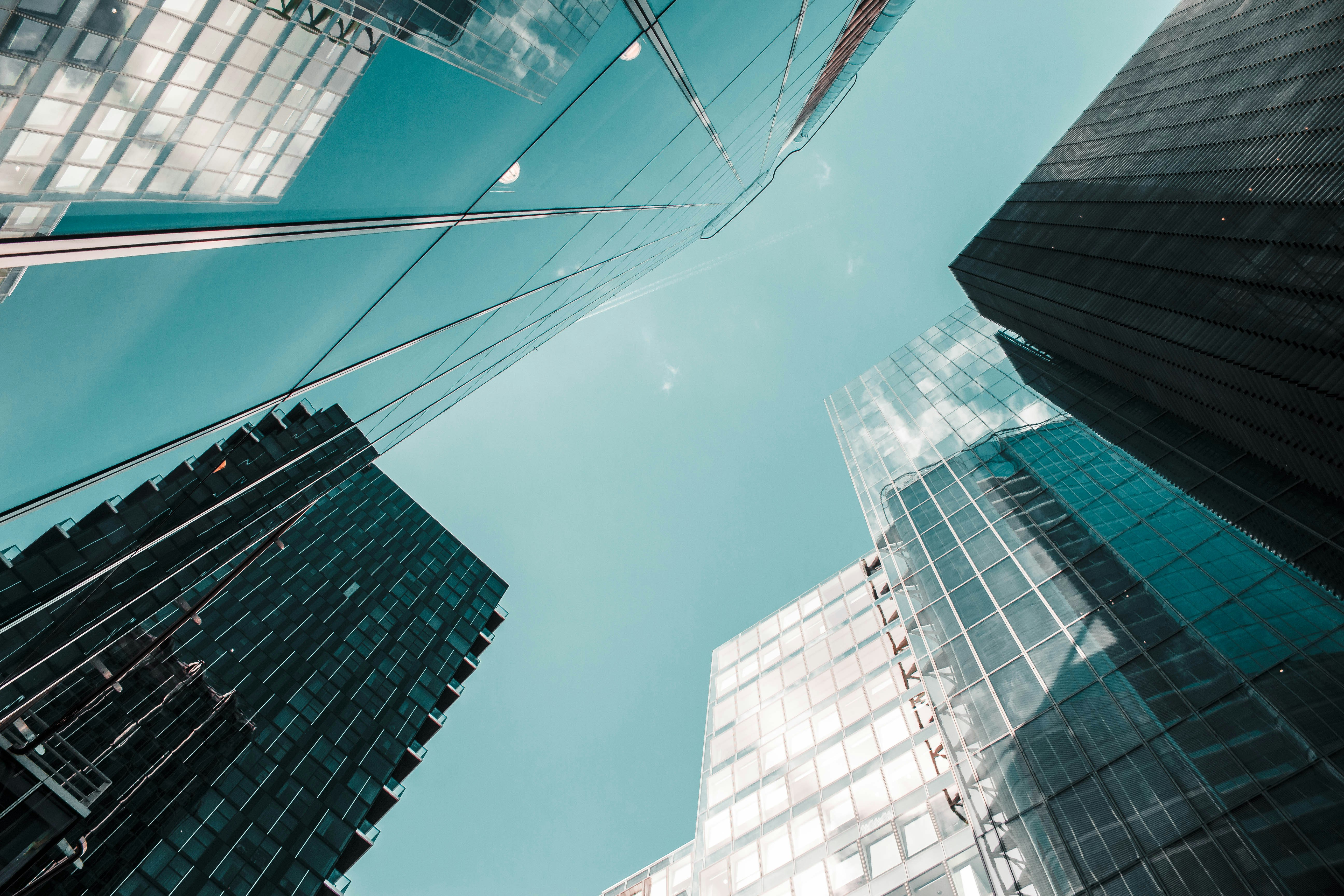 low-angle photograph of high-rise buildings